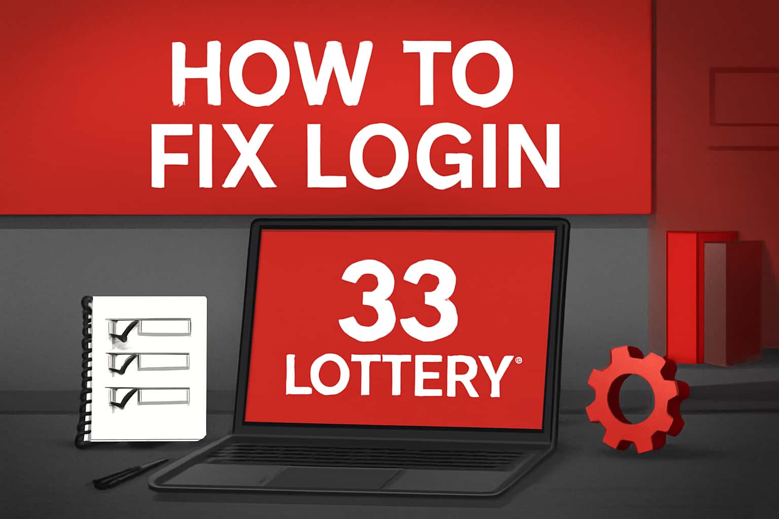 Informational image illustrating how to resolve login issues for 33 Lottery.