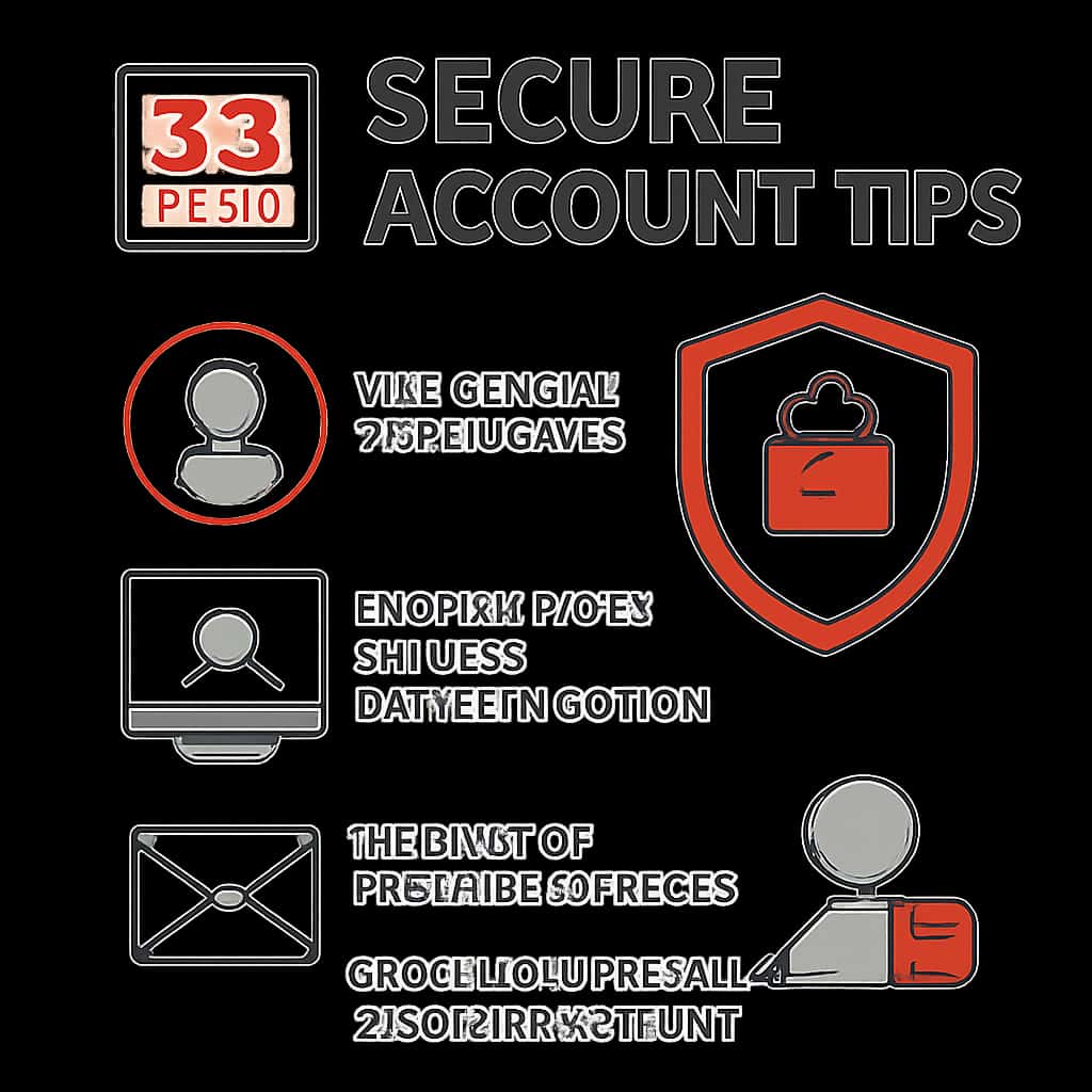 Educational diagram on security practices for 33 Lottery accounts.