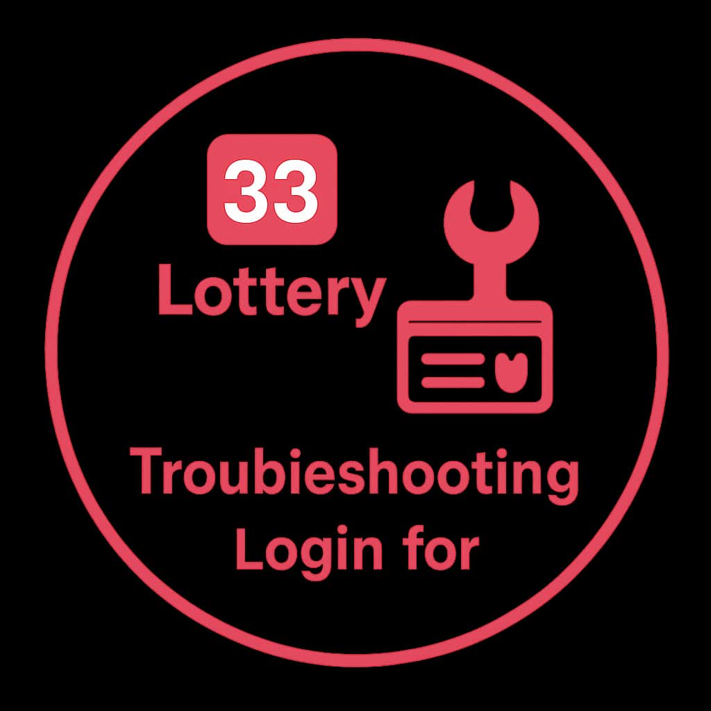 A professional badge design for 33 Lottery login troubleshooting.